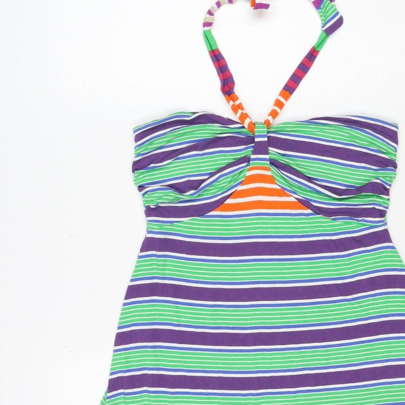 Next Women’s Multicoloured Stripe Halter Fit & Flare Dress UK 8