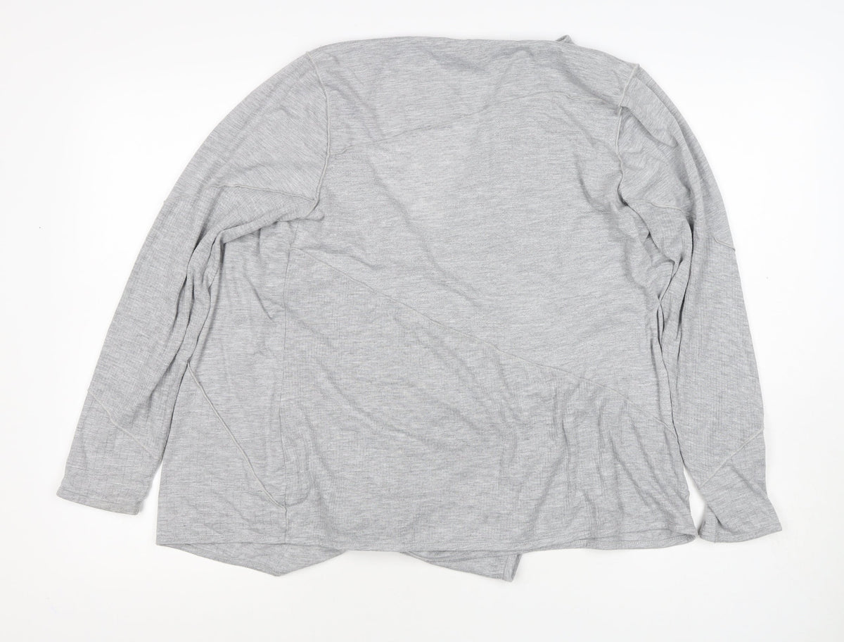 Per Una Women’s Grey Open Front Waterfall Cardigan Size 16