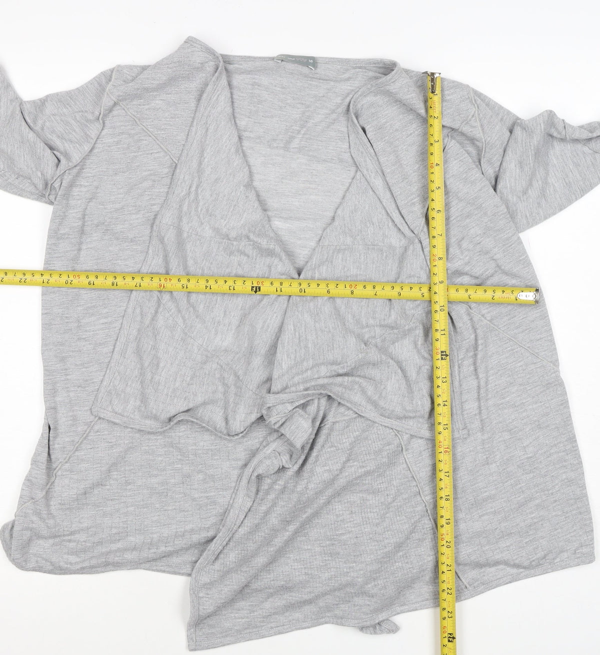 Per Una Women’s Grey Open Front Waterfall Cardigan Size 16