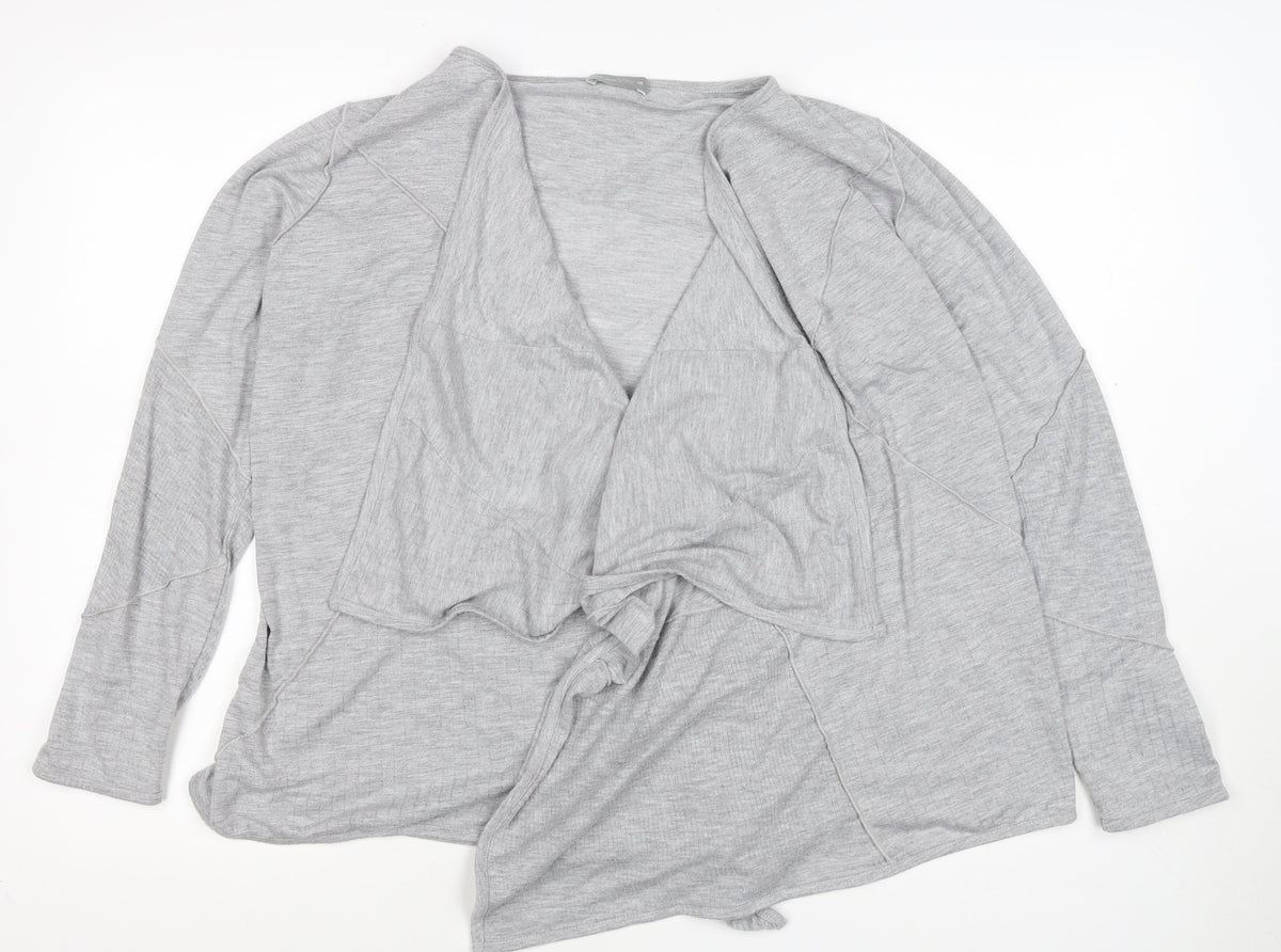 Per Una Women’s Grey Open Front Waterfall Cardigan Size 16