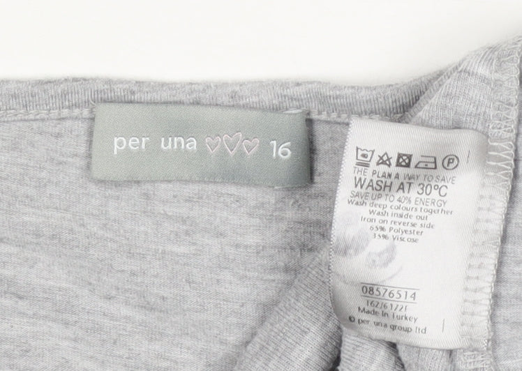 Per Una Women’s Grey Open Front Waterfall Cardigan Size 16