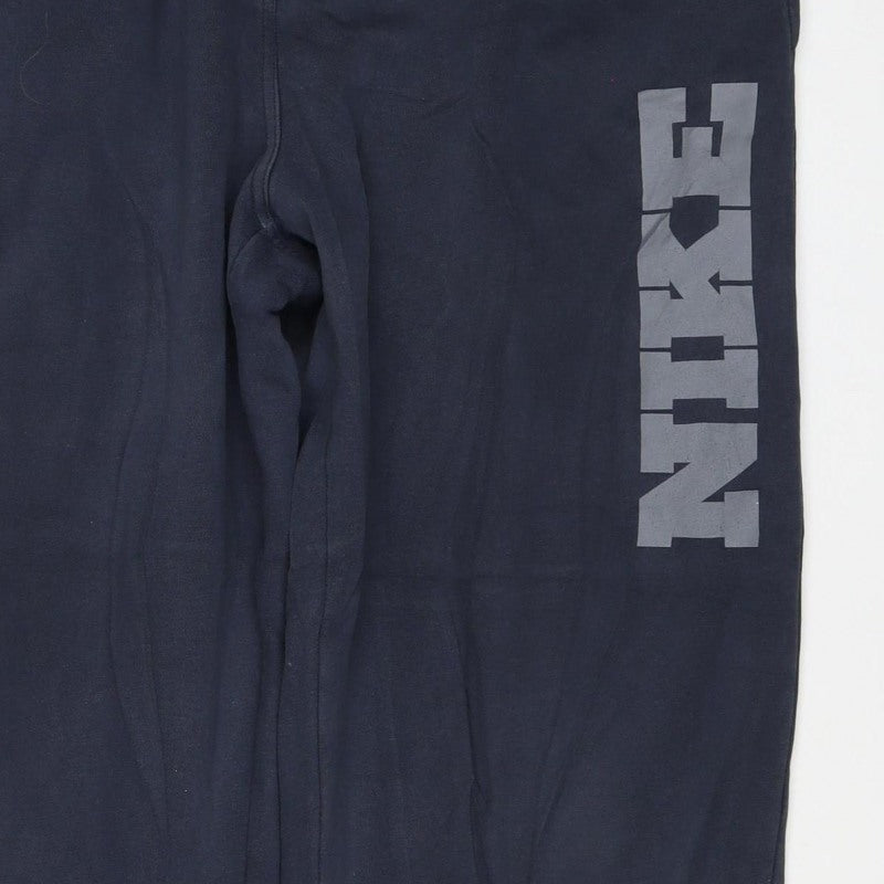 Nike Men’s Blue L Fleece Sweatpants Joggers Logo Zip Pocket