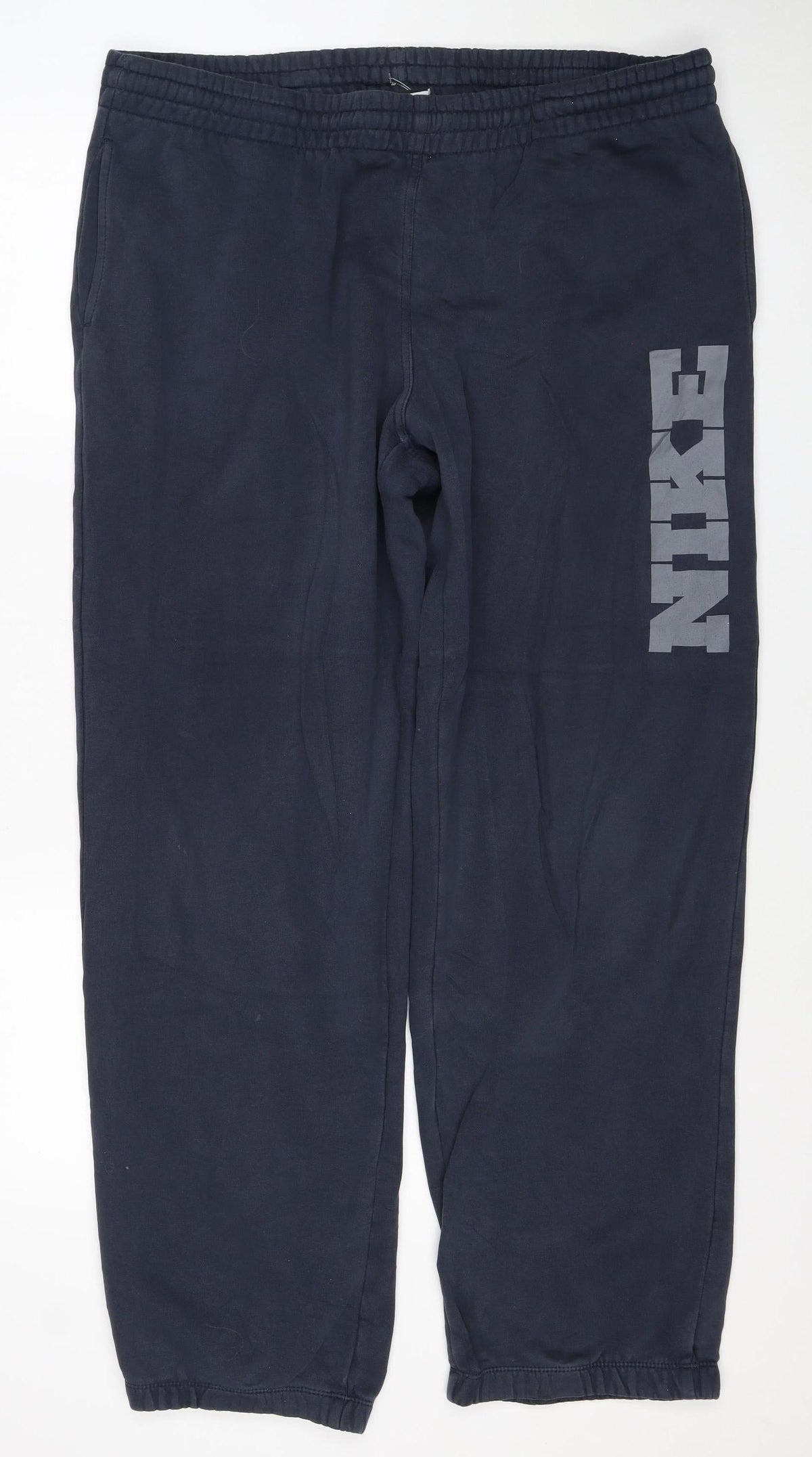 Nike Men’s Blue L Fleece Sweatpants Joggers Logo Zip Pocket