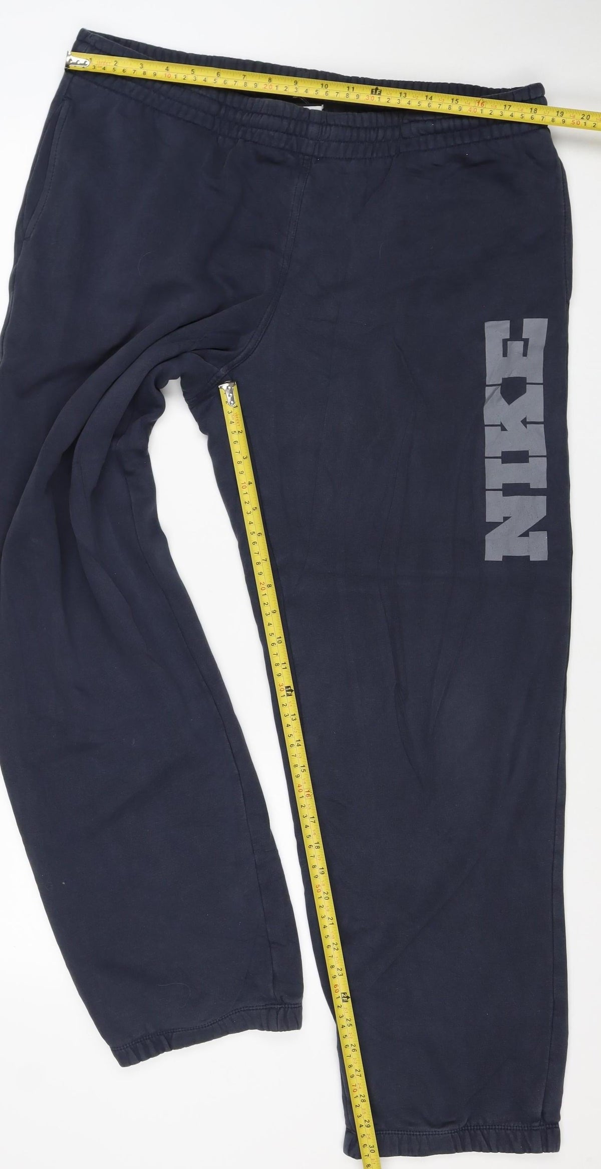 Nike Men’s Blue L Fleece Sweatpants Joggers Logo Zip Pocket