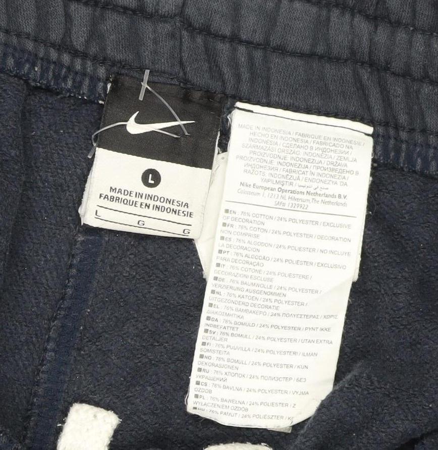 Nike Men’s Blue L Fleece Sweatpants Joggers Logo Zip Pocket