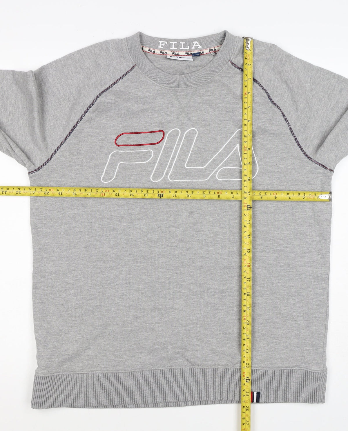 FILA Men’s Grey M Logo Embroidered Crew Neck Pullover Sweatshirt