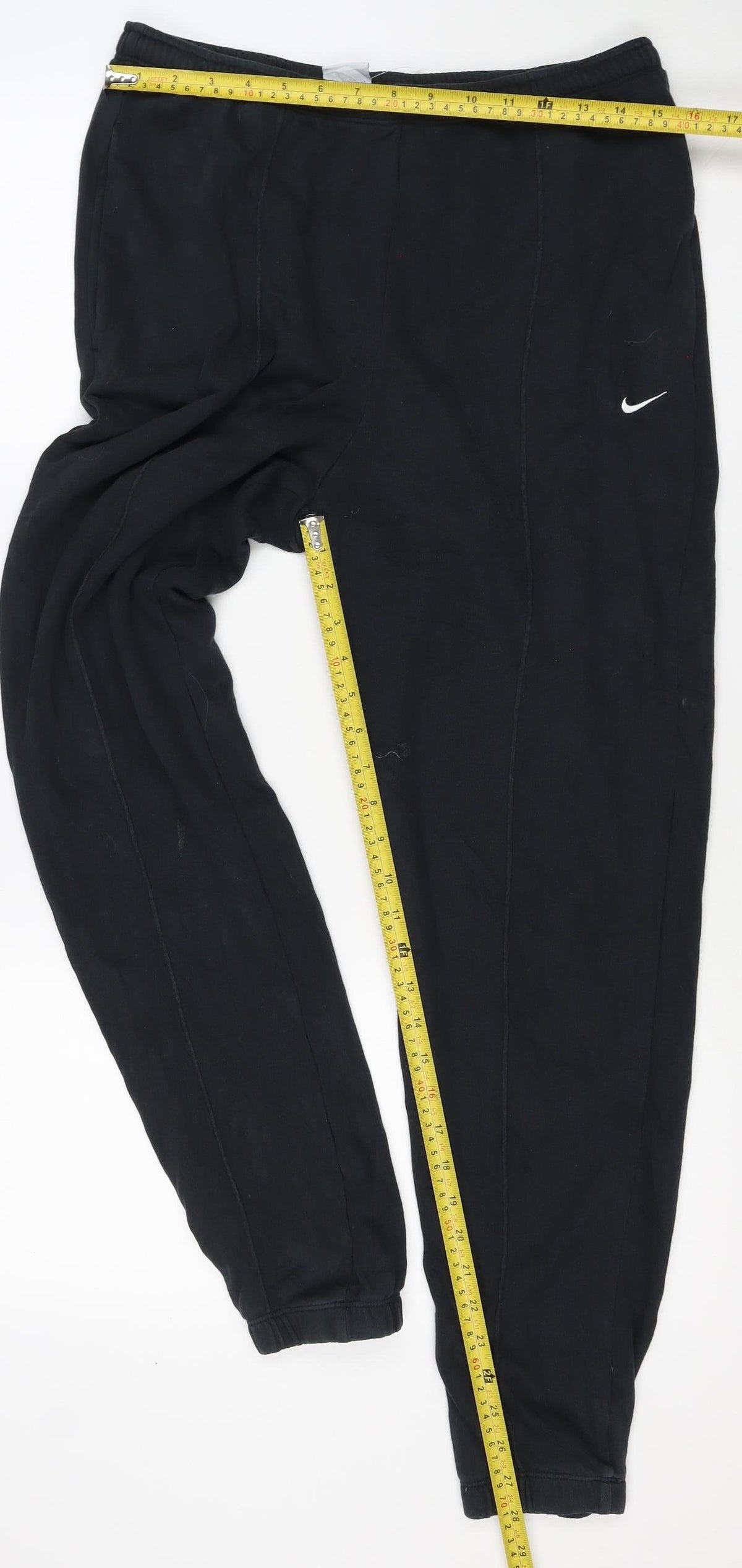 Nike Men’s Black L Fleece Jogger Sweatpants Logo Elastic Waist