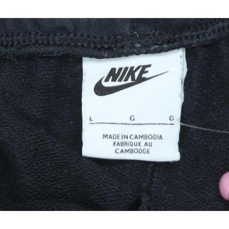 Nike Men’s Black L Fleece Jogger Sweatpants Logo Elastic Waist