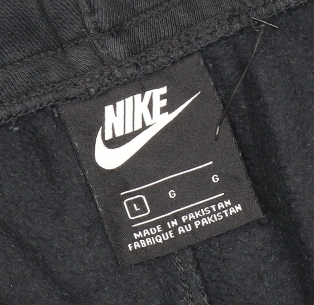 Nike Men’s Black L Fleece Jogger Sweatpants Drawstring Logo