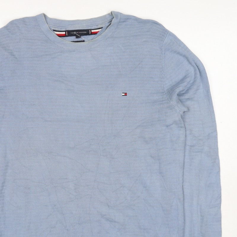 Tommy Hilfiger Men’s Blue M Crew Neck Logo Cotton Sweatshirt