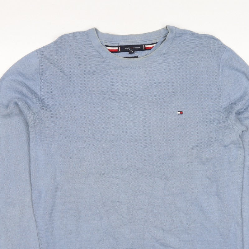 Tommy Hilfiger Men’s Blue M Crew Neck Logo Cotton Sweatshirt