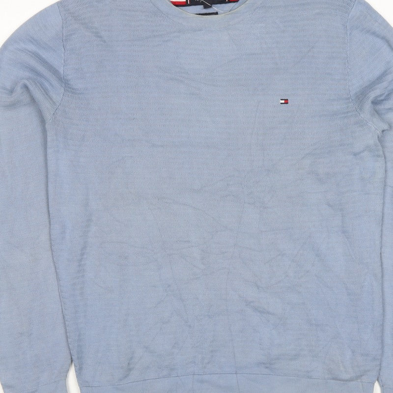 Tommy Hilfiger Men’s Blue M Crew Neck Logo Cotton Sweatshirt