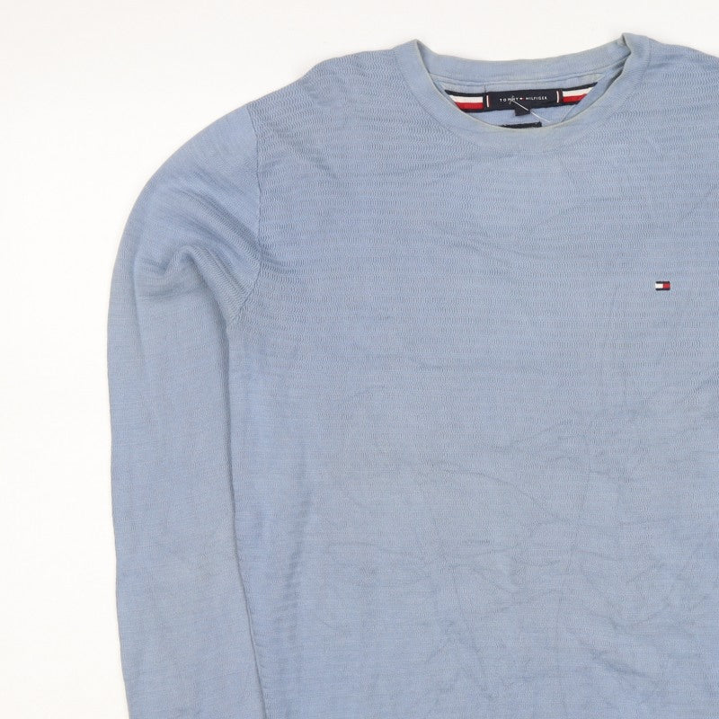 Tommy Hilfiger Men’s Blue M Crew Neck Logo Cotton Sweatshirt