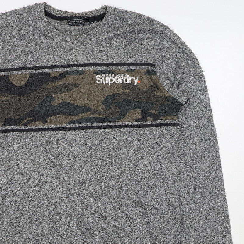 Superdry Men’s Grey M Camo Graphic Crew Neck Sweatshirt