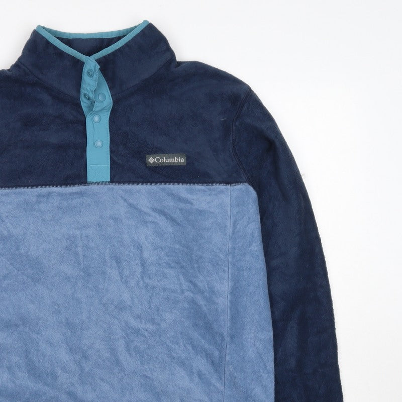 Columbia Men's Blue L Fleece Henley Snap Neck Pullover Sweatshirt