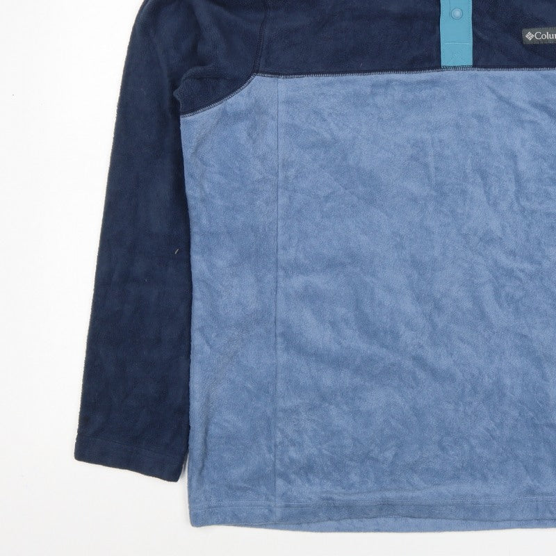 Columbia Men's Blue L Fleece Henley Snap Neck Pullover Sweatshirt