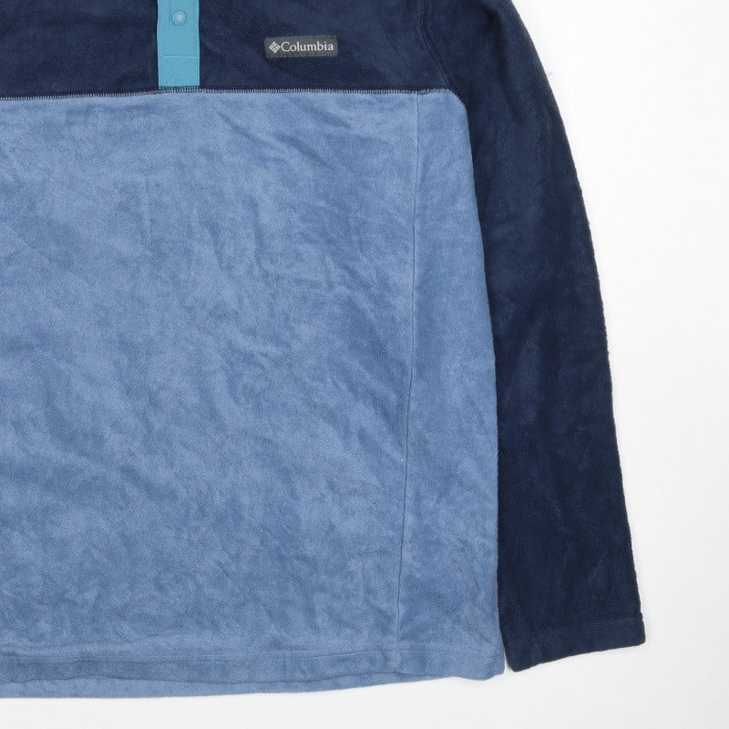 Columbia Men's Blue L Fleece Henley Snap Neck Pullover Sweatshirt
