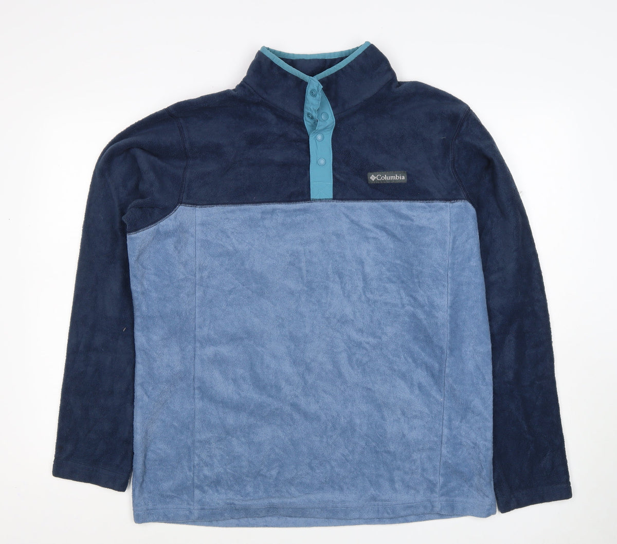 Columbia Men's Blue L Fleece Henley Snap Neck Pullover Sweatshirt