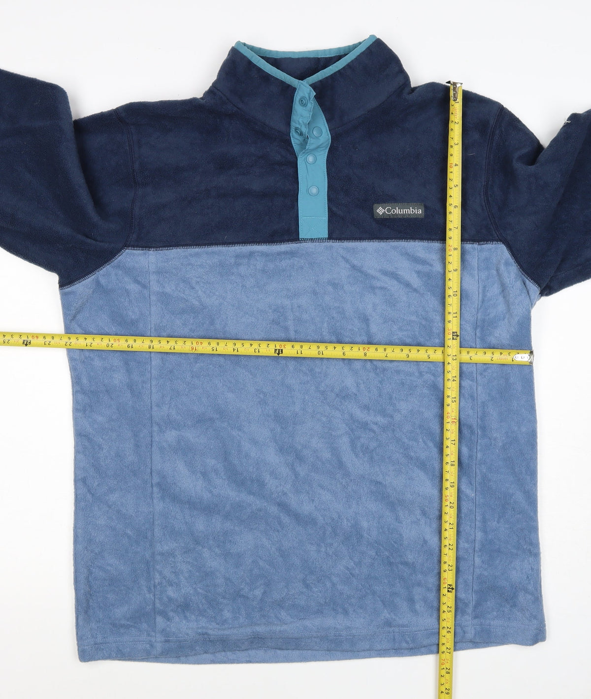 Columbia Men's Blue L Fleece Henley Snap Neck Pullover Sweatshirt