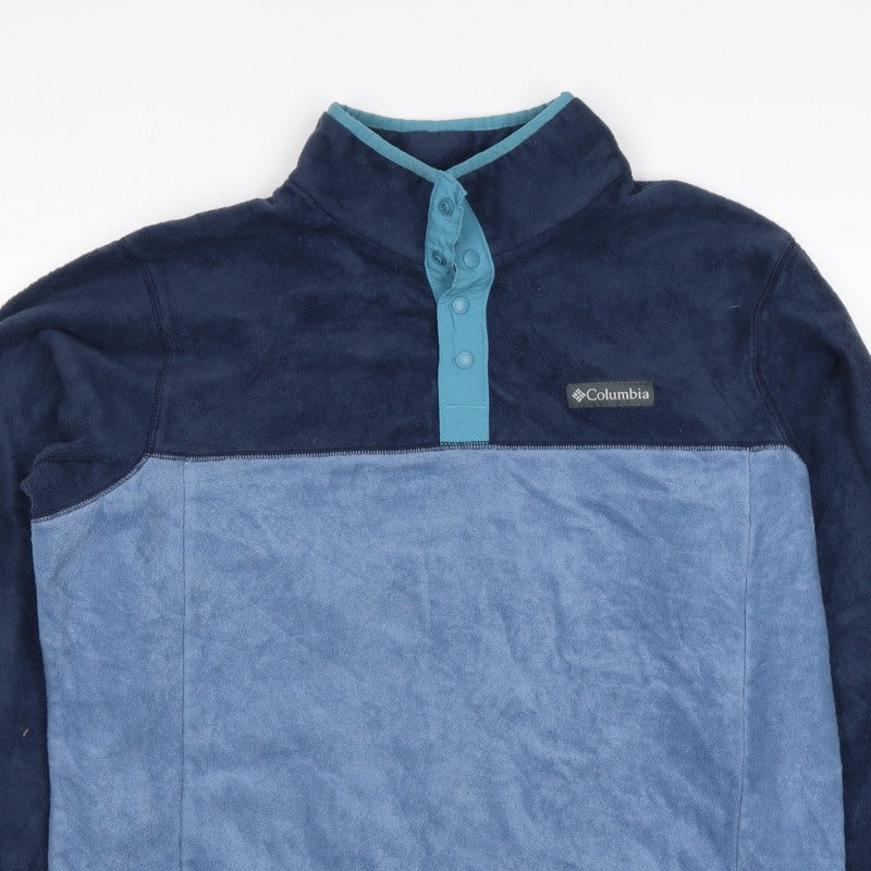 Columbia Men's Blue L Fleece Henley Snap Neck Pullover Sweatshirt