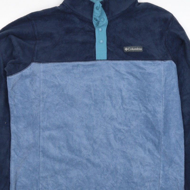 Columbia Men's Blue L Fleece Henley Snap Neck Pullover Sweatshirt