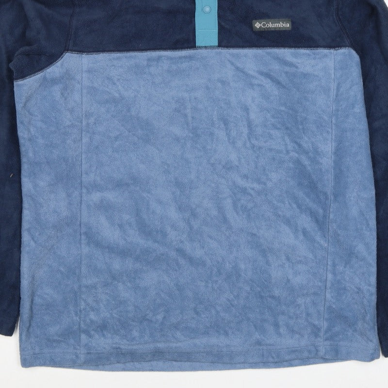 Columbia Men's Blue L Fleece Henley Snap Neck Pullover Sweatshirt
