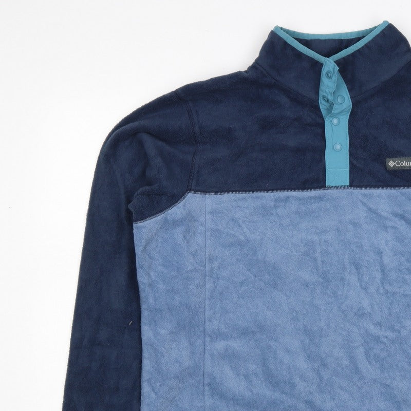 Columbia Men's Blue L Fleece Henley Snap Neck Pullover Sweatshirt