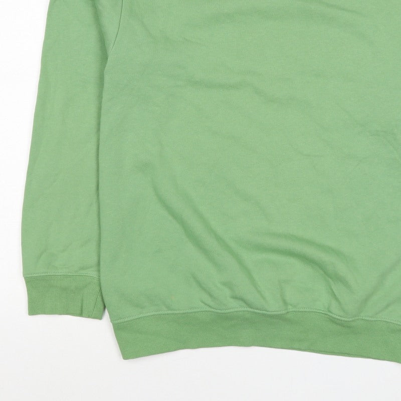 H&M Women's Green S Crew Neck Cotton Blend Pullover Sweatshirt