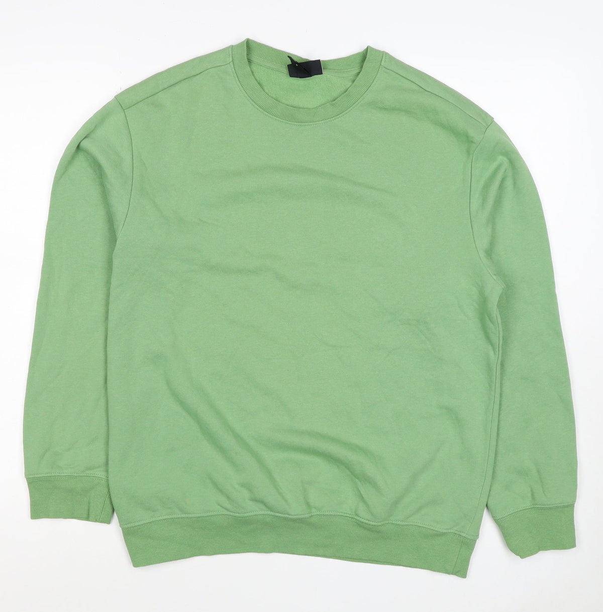 H&M Women's Green S Crew Neck Cotton Blend Pullover Sweatshirt