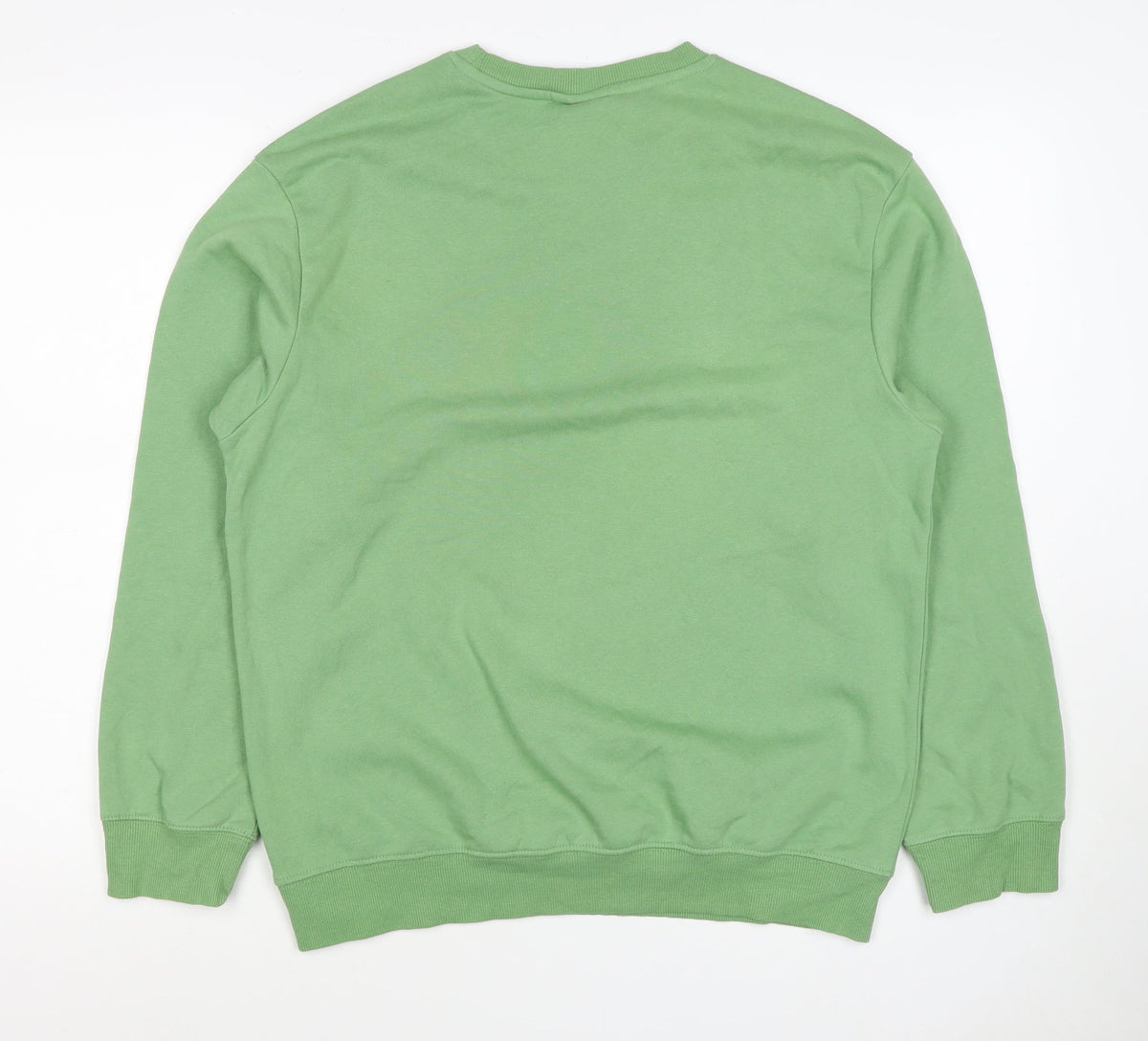 H&M Women's Green S Crew Neck Cotton Blend Pullover Sweatshirt