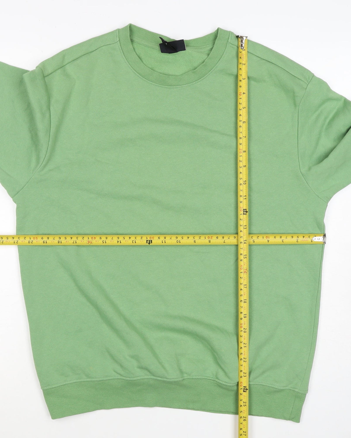 H&M Women's Green S Crew Neck Cotton Blend Pullover Sweatshirt