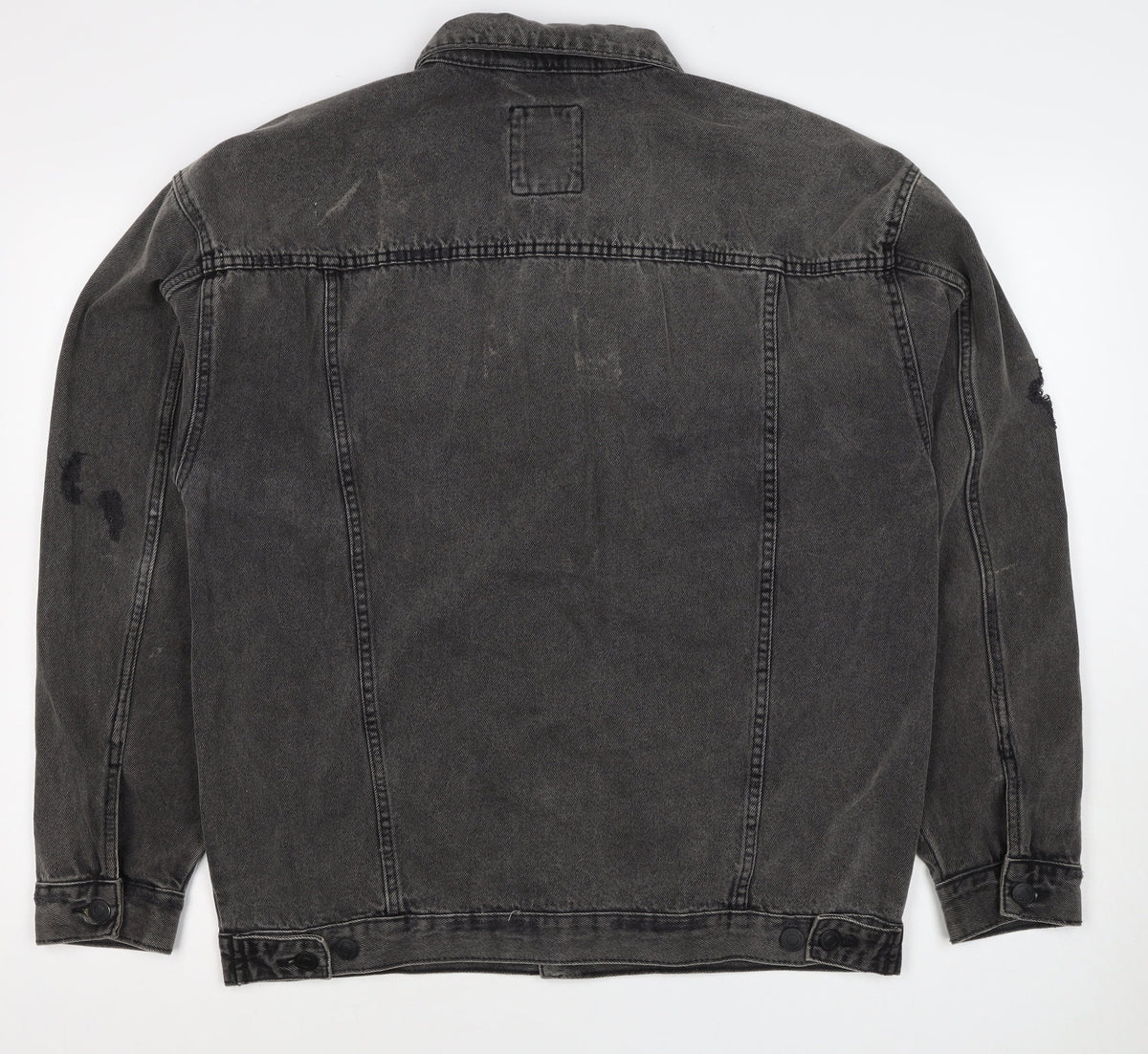 New Look Men Black M Distressed Denim Button Jacket