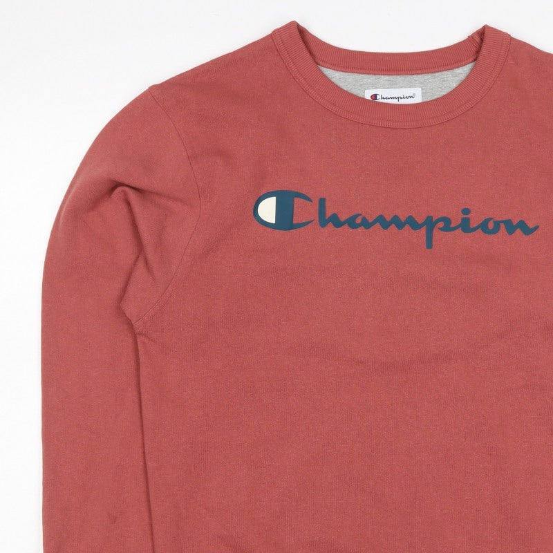 Champion Men’s Pink S Logo Graphic Crew Neck Pullover Sweatshirt