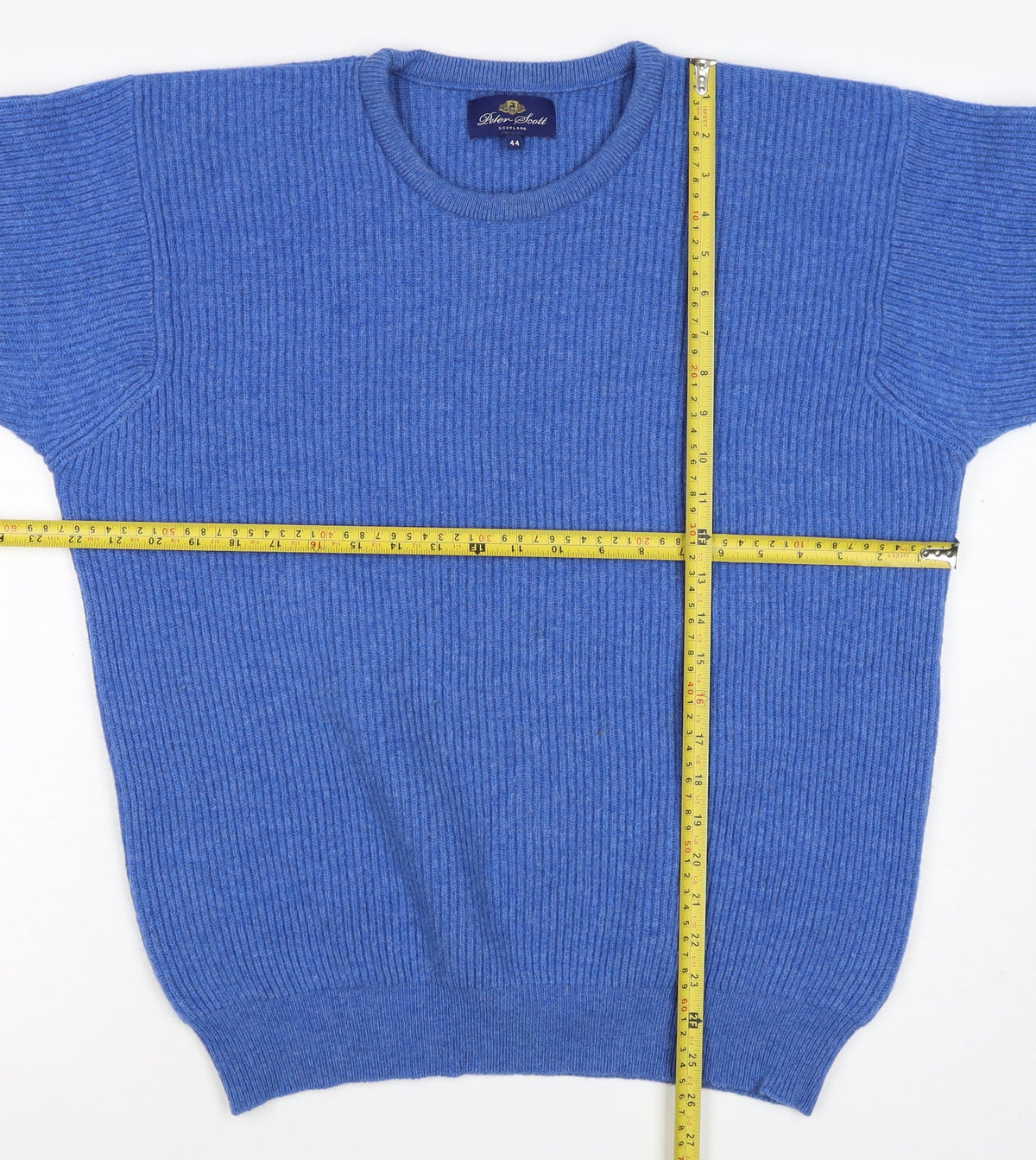 Peter Scott Men’s Blue XL Pure Wool Crew Neck Rib Knit Jumper