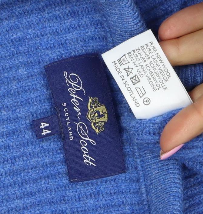 Peter Scott Men’s Blue XL Pure Wool Crew Neck Rib Knit Jumper