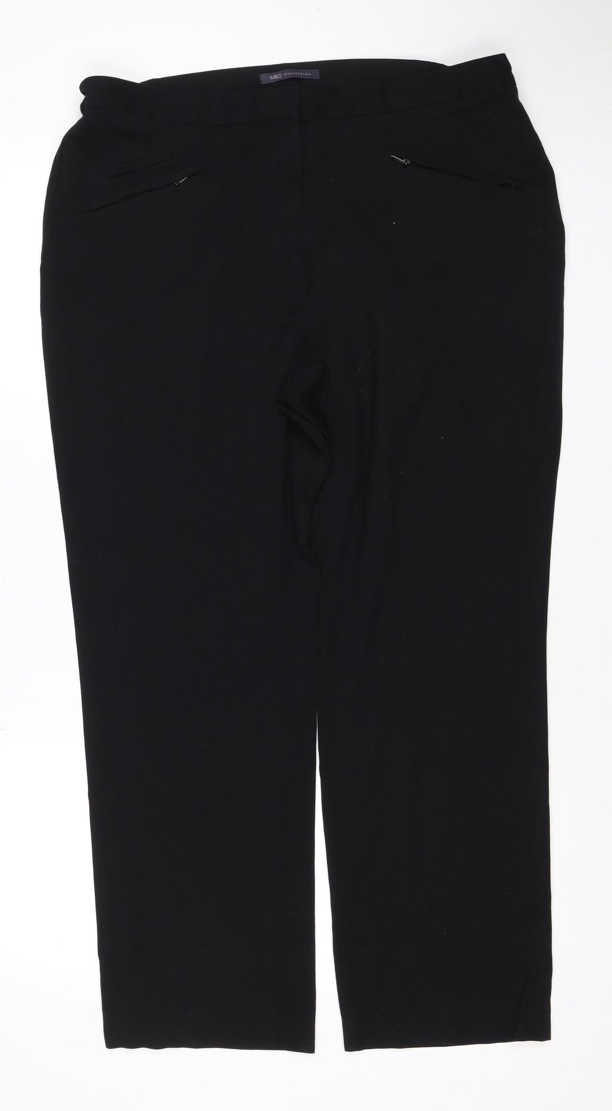 M&S Women’s Black Size 16 Regular Thermal Tailored Straight Trousers