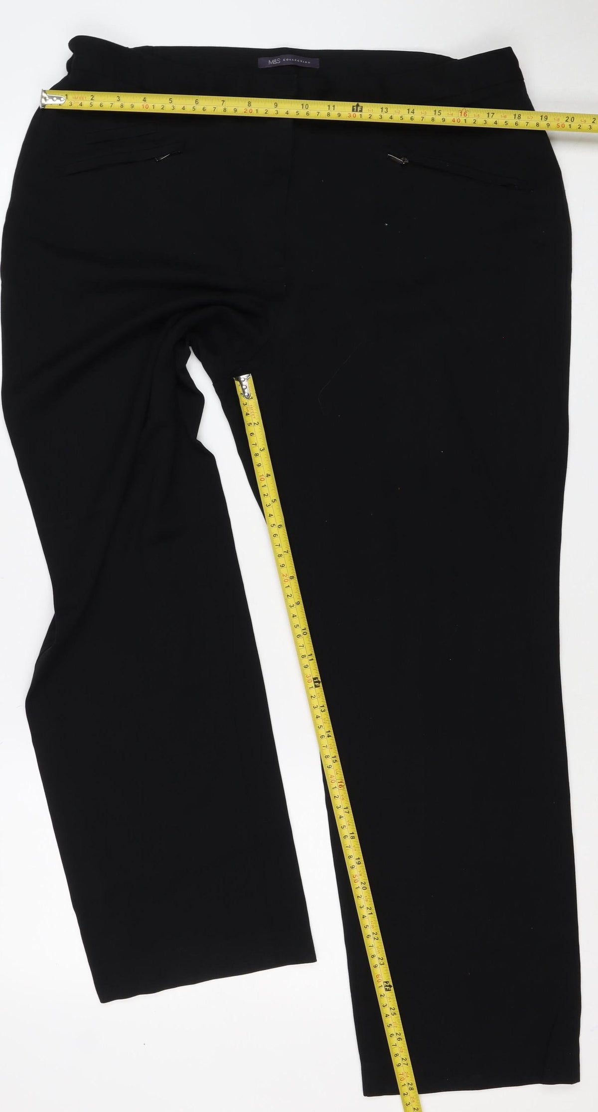 M&S Women’s Black Size 16 Regular Thermal Tailored Straight Trousers