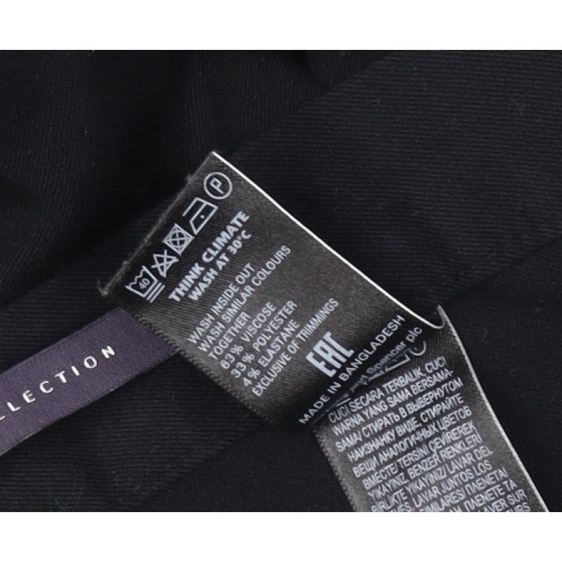 M&S Women’s Black Size 16 Regular Thermal Tailored Straight Trousers