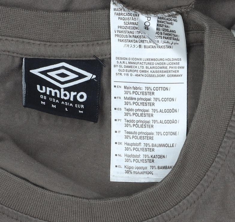 Umbro Men’s Brown Small Long Sleeve Geometric Logo T-Shirt