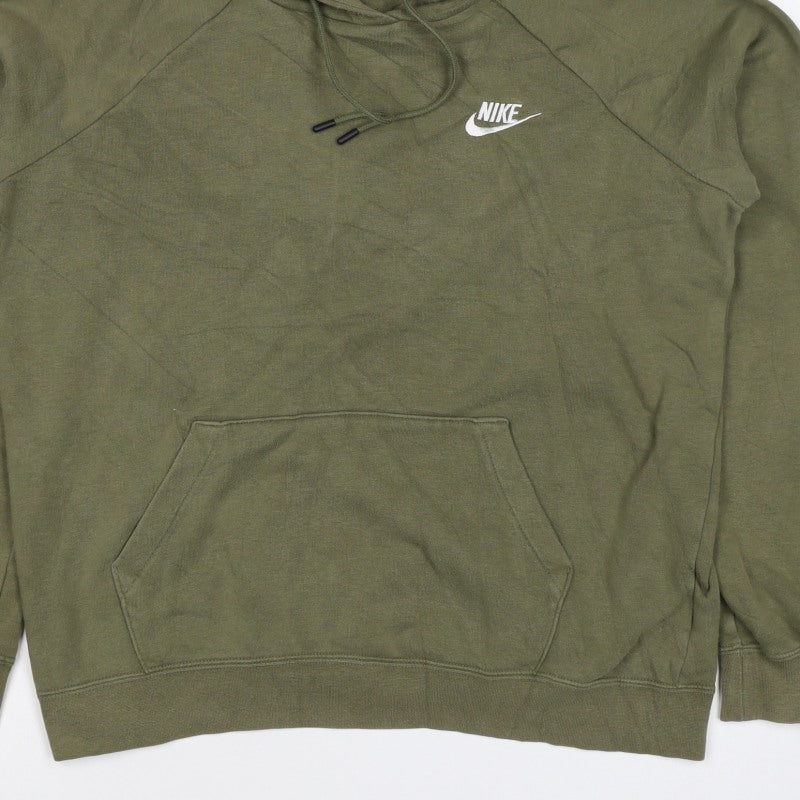 Nike Men’s Green M Pullover Hoodie Embroidered Logo Pocket
