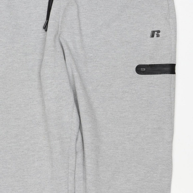 Russell Men’s Grey L Fusion Knit Drawstring Sweatpants Zip Pocket