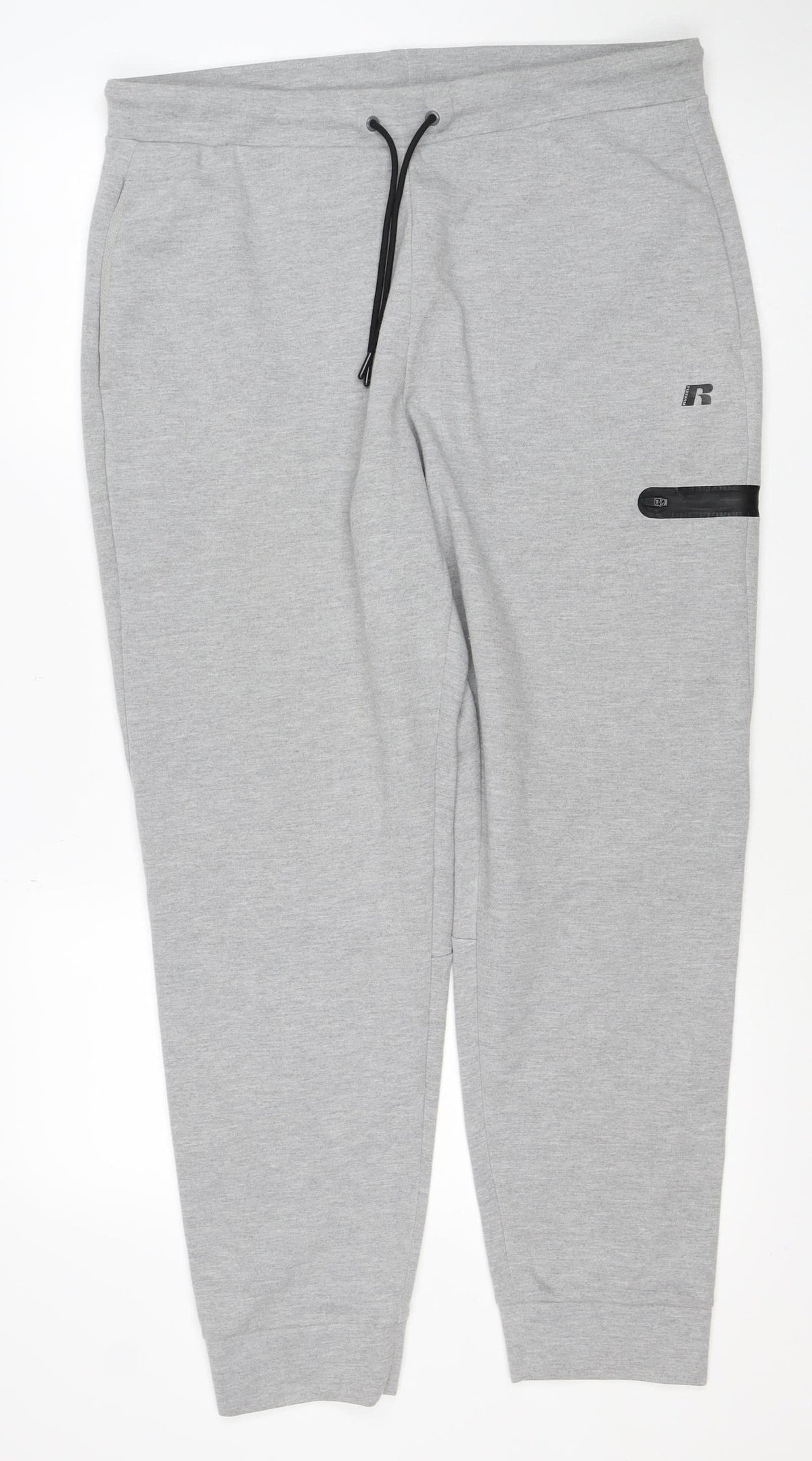 Russell Men’s Grey L Fusion Knit Drawstring Sweatpants Zip Pocket