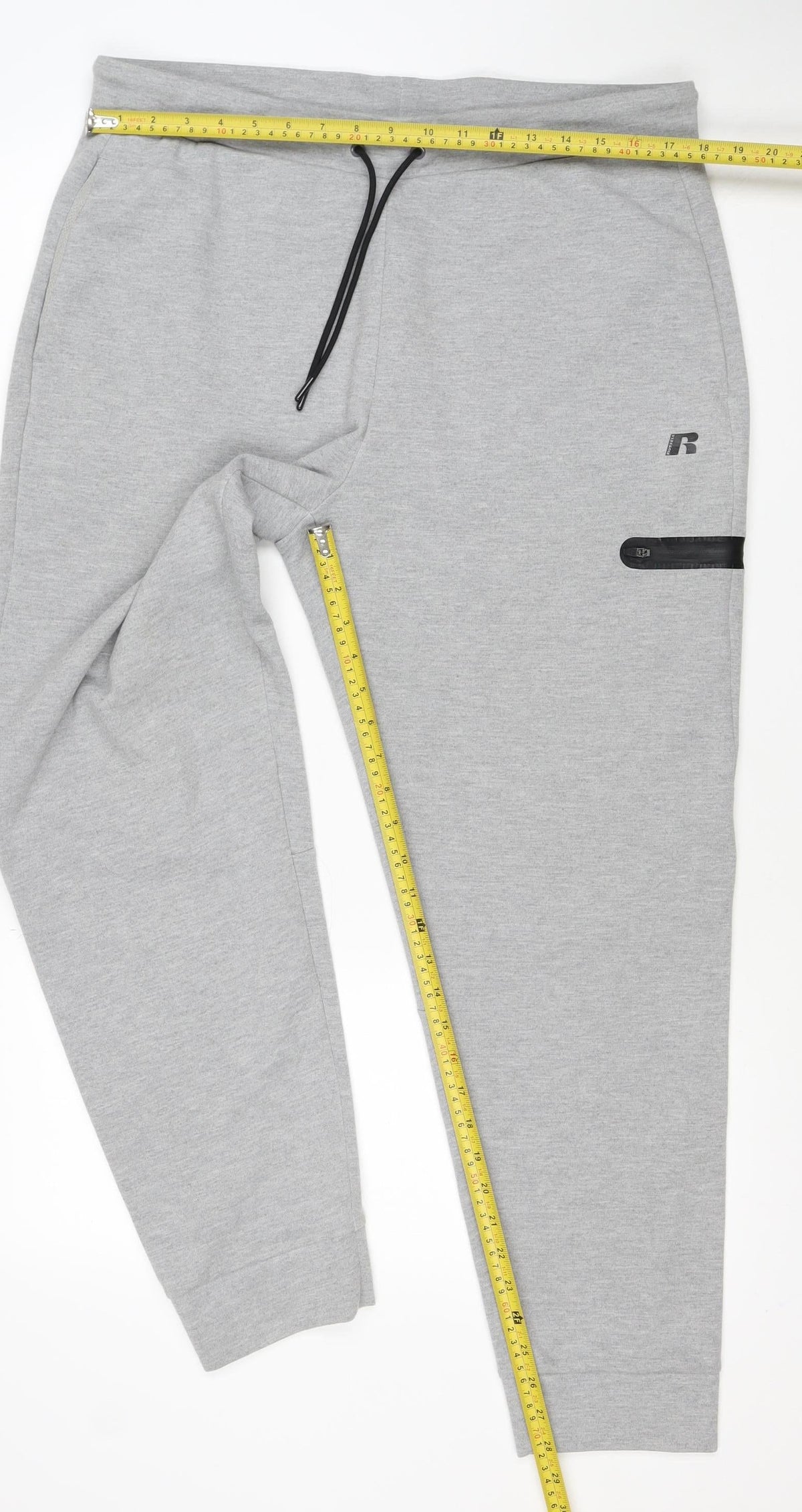 Russell Men’s Grey L Fusion Knit Drawstring Sweatpants Zip Pocket
