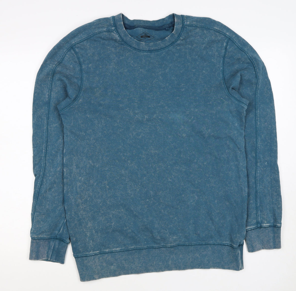 Next Men’s Blue Acid Wash Crew Neck Sweatshirt Size S Cotton