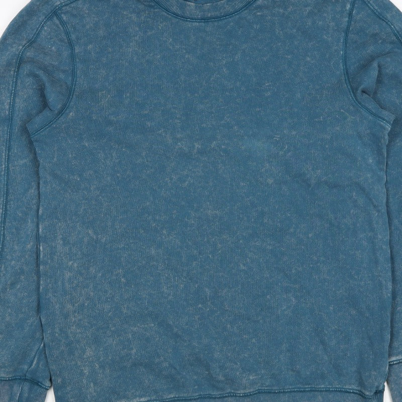 Next Men’s Blue Acid Wash Crew Neck Sweatshirt Size S Cotton