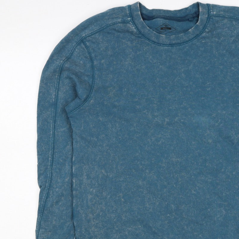 Next Men’s Blue Acid Wash Crew Neck Sweatshirt Size S Cotton