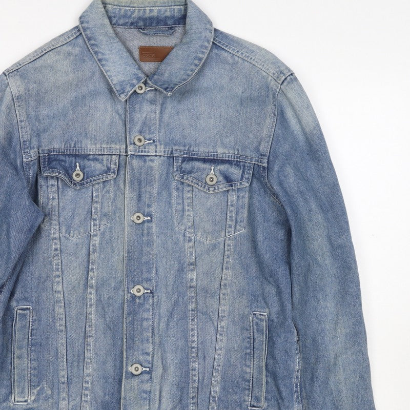 ASOS Men's Blue M Cotton Denim Basic Jacket Button Pockets