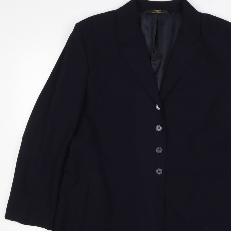 Marks & Spencer Women’s Blue UK 18 Long 4 Button Tailored Blazer