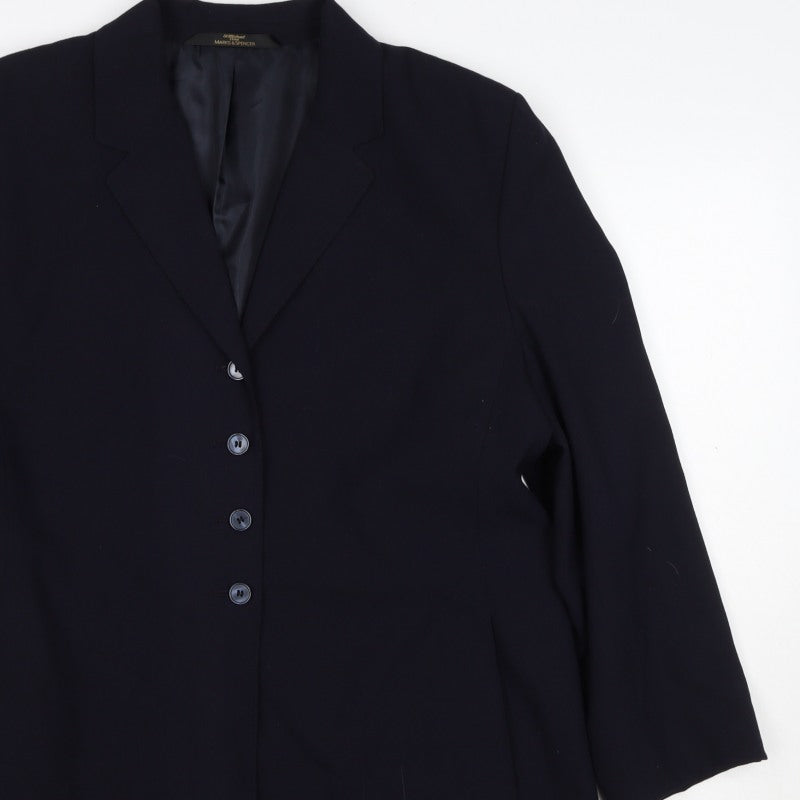 Marks & Spencer Women’s Blue UK 18 Long 4 Button Tailored Blazer