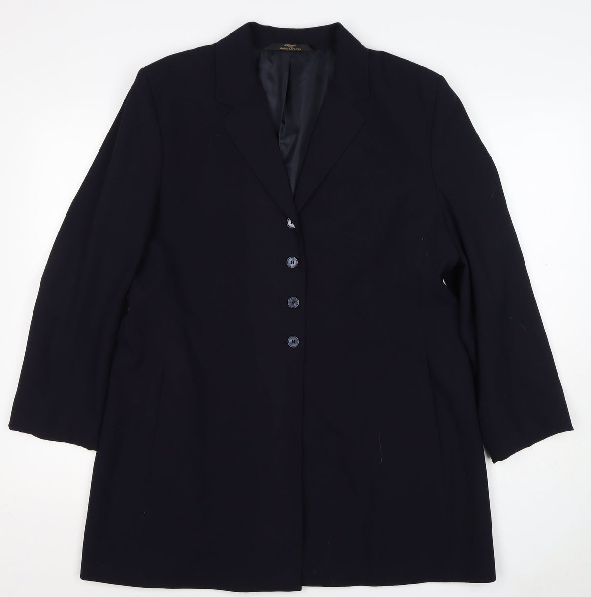 Marks & Spencer Women’s Blue UK 18 Long 4 Button Tailored Blazer